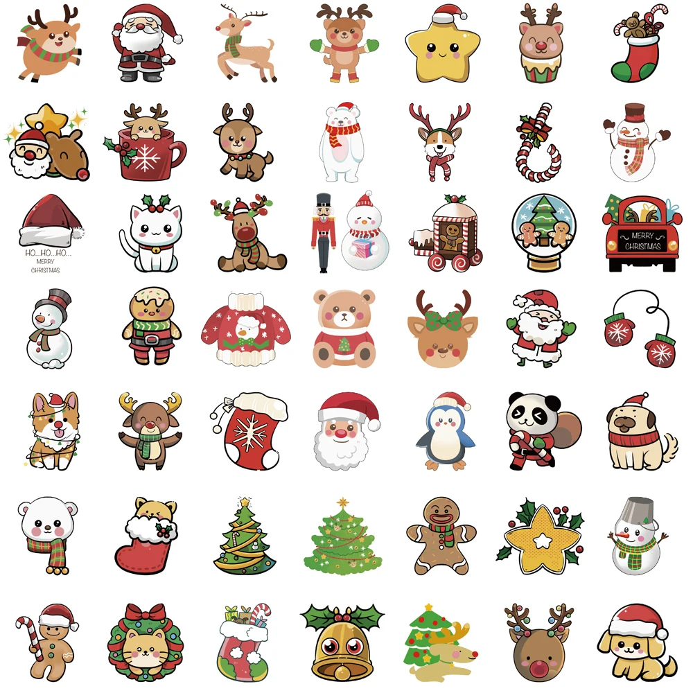 50 قطعة عيد الميلاد الكرتون ملصق تخصيص الإبداعية مقاوم للماء دراجة نارية دراجة الفن الغيتار ملصقات الكمبيوتر المحمول عادية الزخرفية