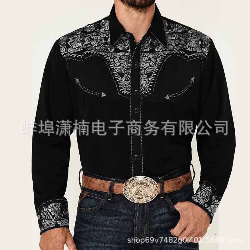 Lapel Men's Casual Sports Outdoor Street Long Sleeve Button Up Top Shirt