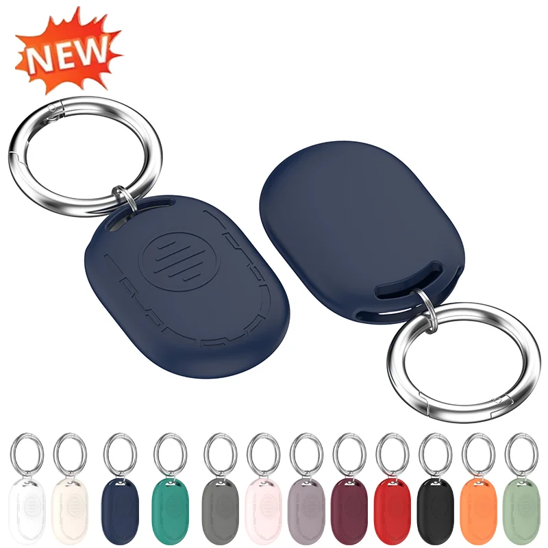 For Xiaomi Tag Silicone Protective Cover Solid Color Anti-Loss Pets Locator Protector Case With Carabiner for Xiaomi Tag Sleeve