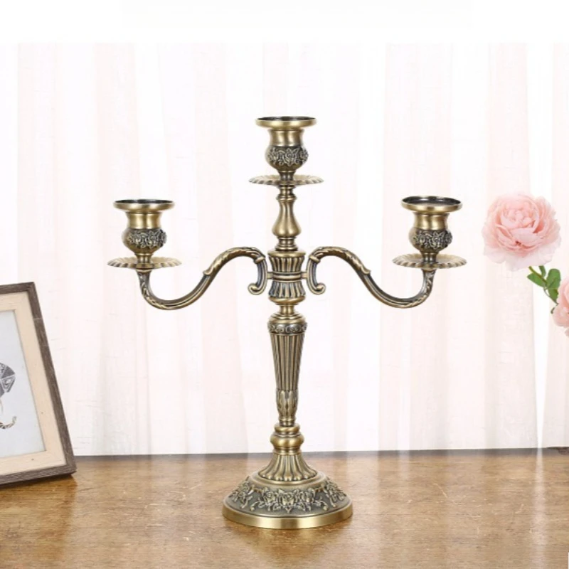 Creative Tall Silver Glod Candlestick Metal 3/5 Arm Candle Holders Retro Luxury Wedding Centerpieces Candlelight Dinner Gift