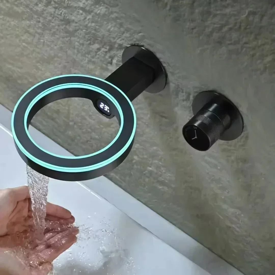 LED waterfall wall mounted bathroom faucet