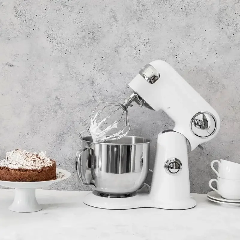 Batidora de pie, 12 velocidades, tazón de acero inoxidable de 5,5 cuartos, batidor de chef, paleta para mezclar, gancho para masa, protector contra salpicaduras con vertido S