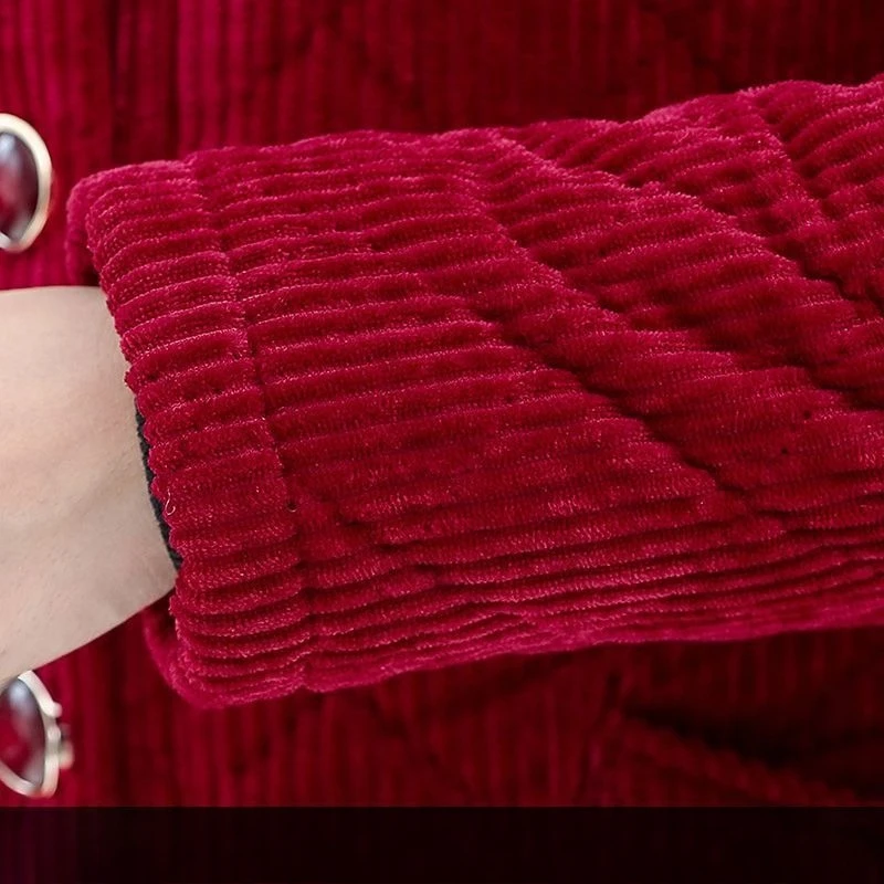 Women's Models Autumn Winter Tops Corduroy Cotton Jacket Middle-aged Hooded Padded Thickened Leisure Designed Retro Niche New