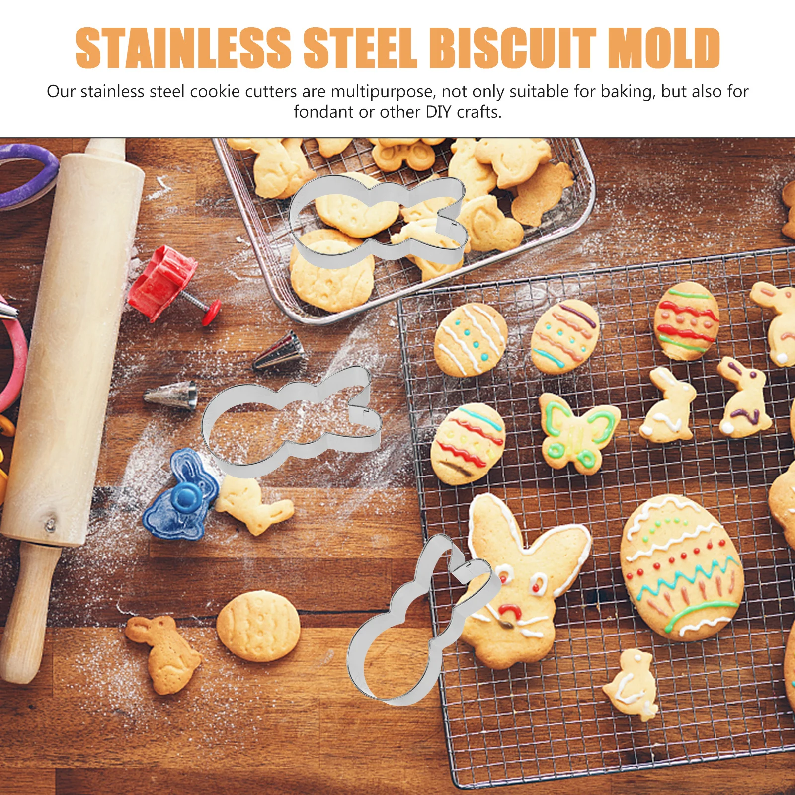 

6Pcs Stainless Steel Rabbit Cookie Cutters Easter Biscuit Molds Baking Tools DIY Cookie Molds Biscuit Cutter Baking Tools