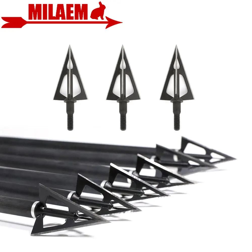 

6/12/18/24 Pcs Blade Arrowhead 100 Grain Hunting Broadheads Stainless Steel Arrow Tips for Bow Shooting Archery Arrow Point