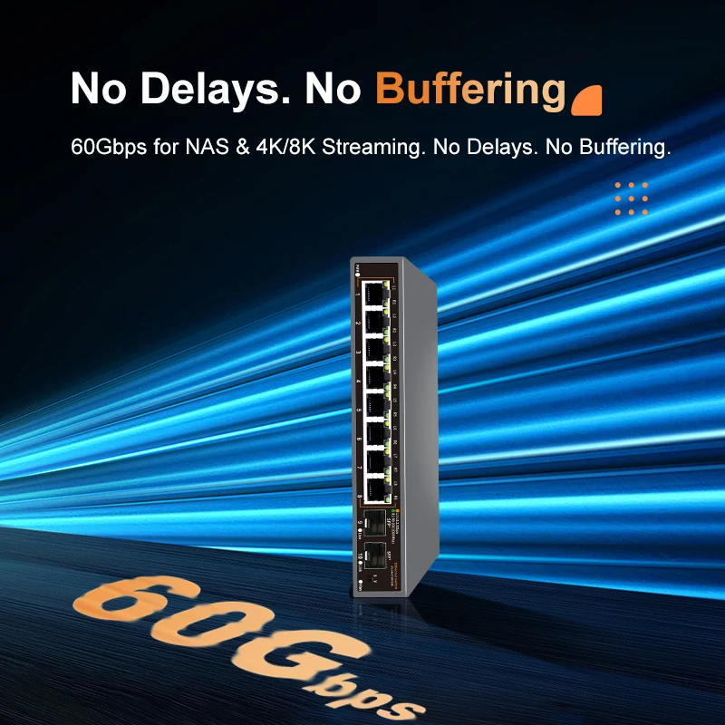 KeepLiNK 10-Port Network Switch | 8 x 2.5Gb Ethernet + 2 x 10Gb SFP+ | Unmanaged | Plug & Play | High-Speed Connectivity
