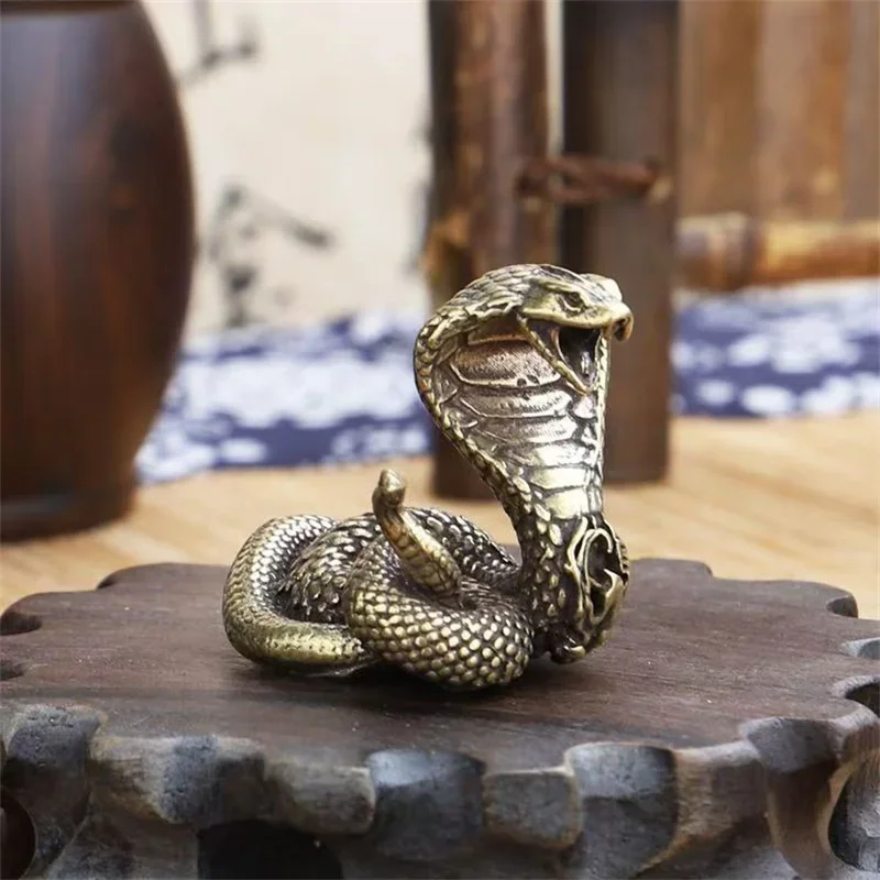 Little Fairy/ Brass Mini Black Mamba Miniature Statue Cute Three-dimensional Tea Pet Dining Table Pet Ornaments Crafts Gift