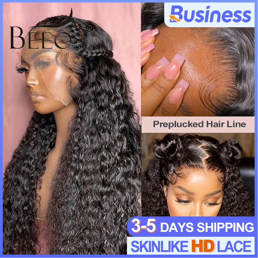 

250% 32in Curly Invisible 13x6 HD Lace Full Front Human Hair Wigs Pre plucked Water Wave 13x4 HD Lace Frontal Wig For Women Remy