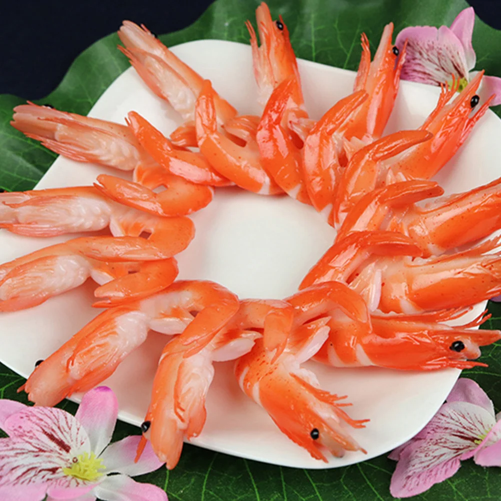 9 Pcs Simulated Shrimp Model Artificial Fake Food Photo Props Lobster Decorations