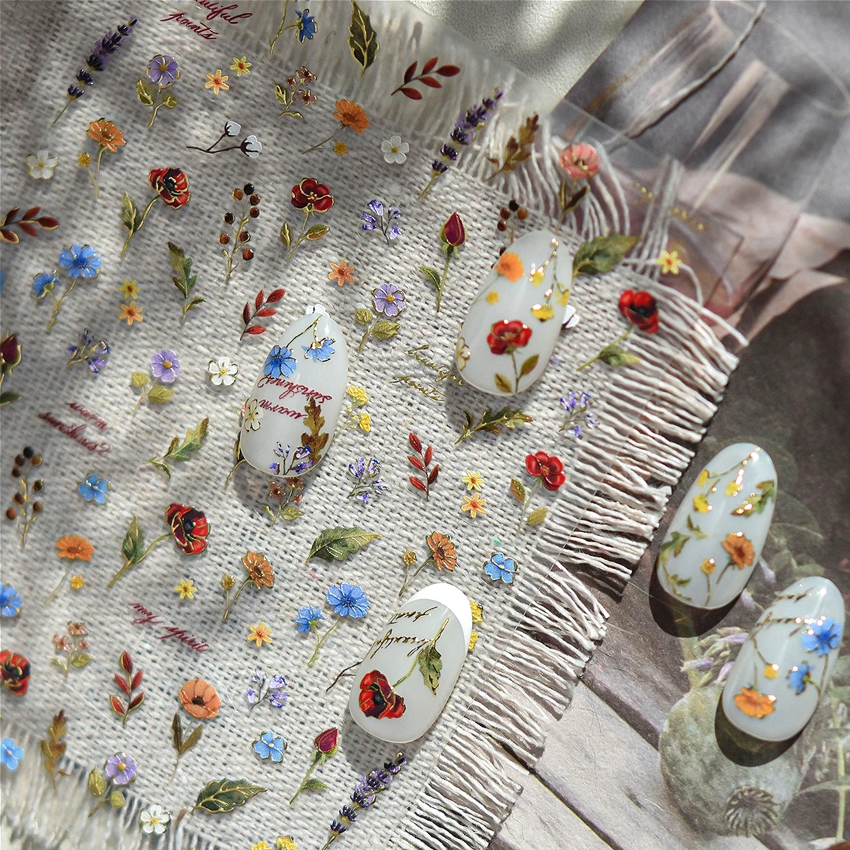 Fiore vivido Fiore di campo Lavanda Giglio Margherita Camelia Fiore di pesco Magnolia Rosa Poesia Chic Frangipani Nail Art Stickers Decalcomanie