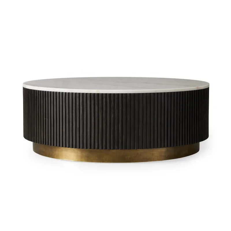 

AS Italian Luxury New Arrival Living Room Furniture Wood Frame Marble Top Round Coffee Table