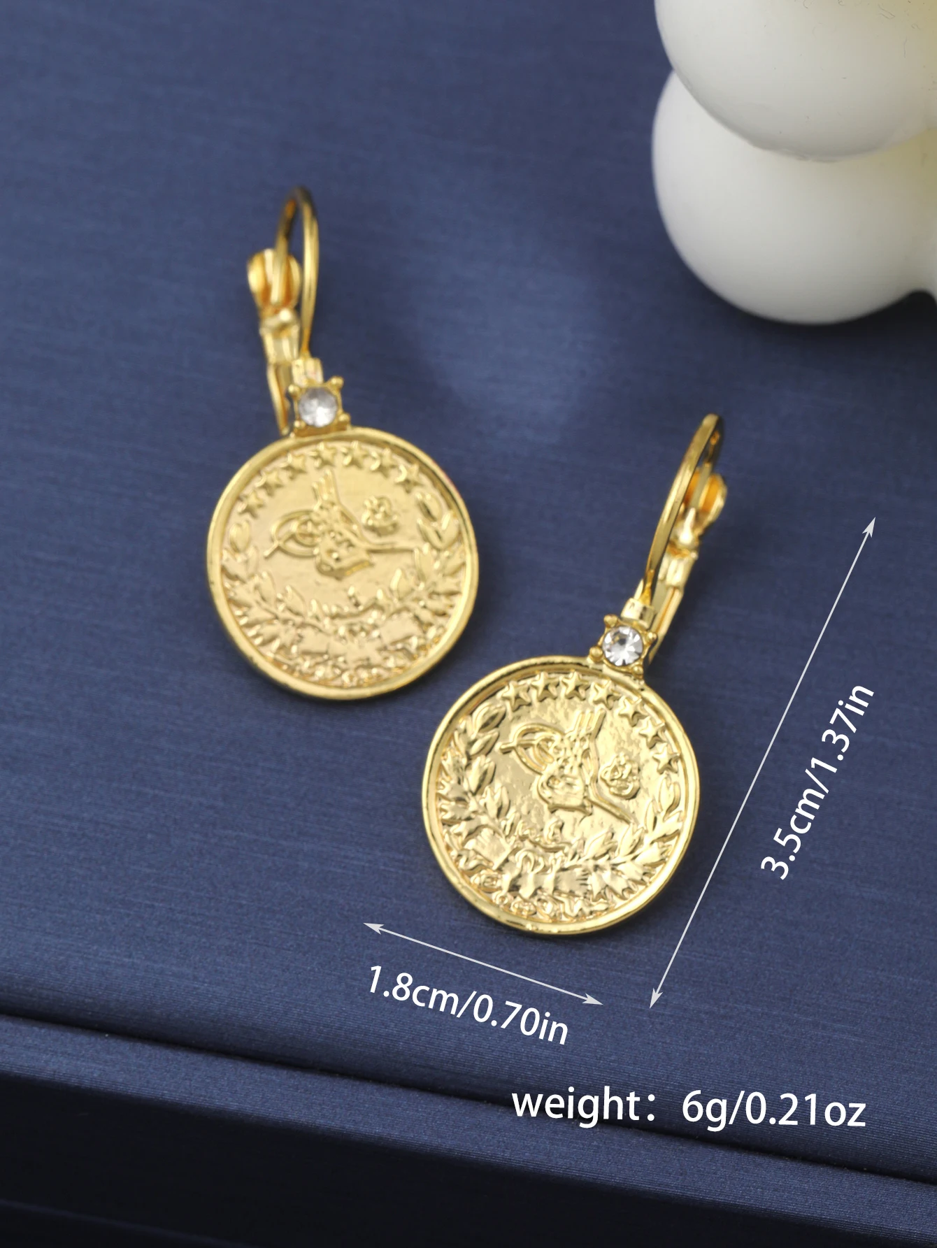 Turkish Popular Bride Earrings Coin Shaped Earrings Gorgeous Noble Women Jewelry Round Ear Decoration