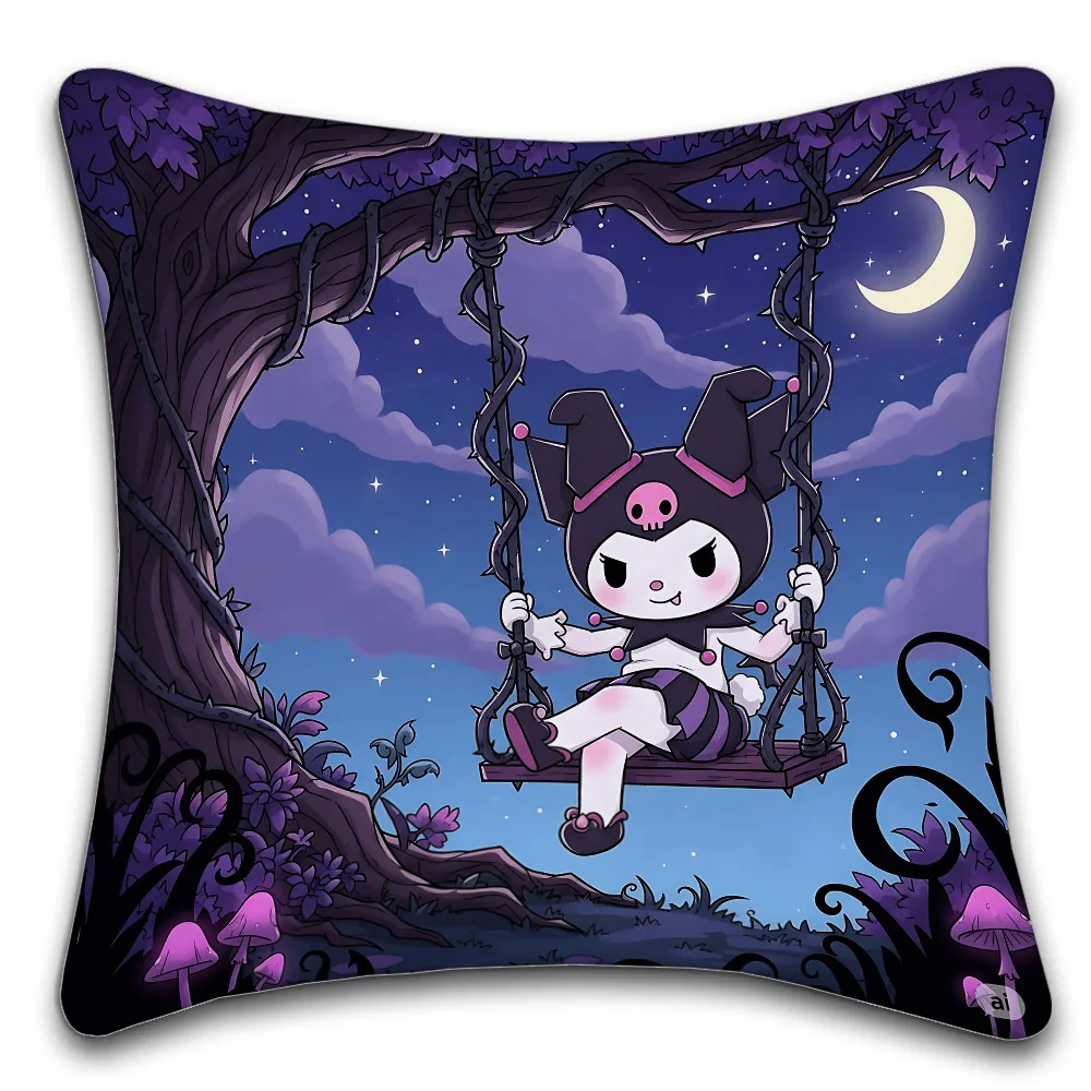 1PC Kuromi Sanrio Cartoon  Pillow Case Suitable For Bedrooms Living Rooms Cars Home Decoration Cushion Cover Fashion
