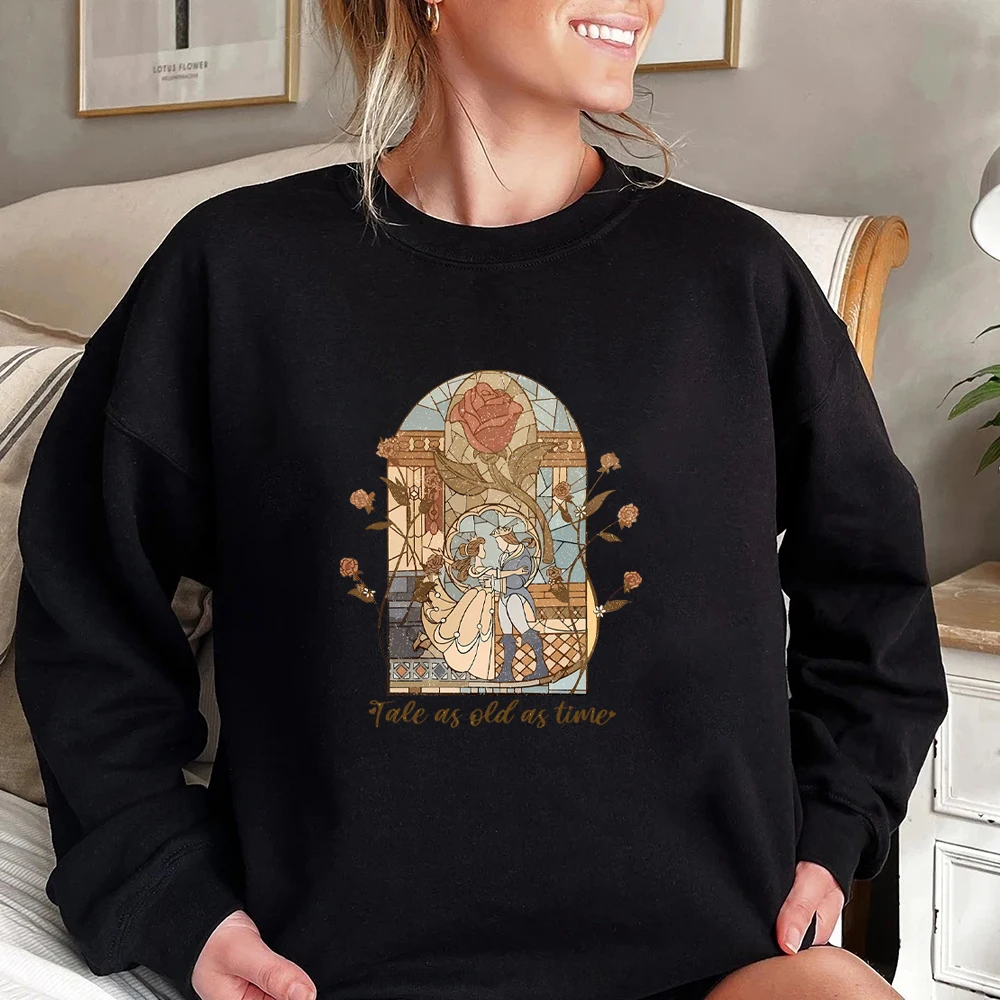 Vintage Tale As Old As Time Sweatshirt Retro Beauty Shirt Aesthetic Princess Pullover Streetwear Long Sleeves Sweatshirts