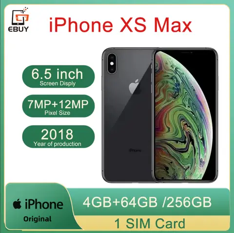 Original Apple iPhone XS Max 4G LTE Mobile Cell Phone 6.5" ROM 64GB/256GB IOS 12MP Camera Face ID Working Unlocked Smartphone