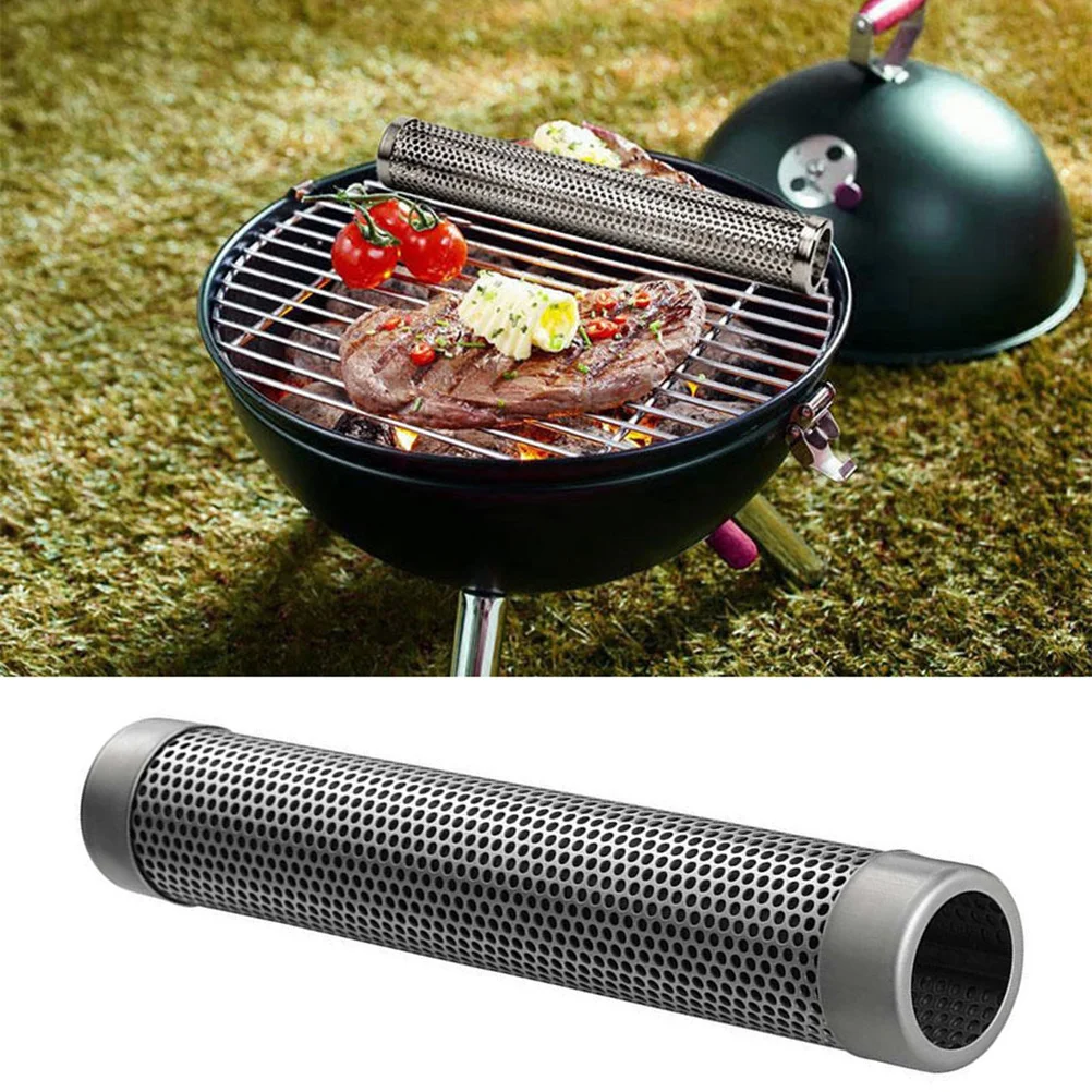 Generador de humo de pellets redondos para ahumador de tubo de barbacoa de acero inoxidable de 12 pulgadas para parrilla de pellets de carbón y Gas, tubo redondo para barbacoa