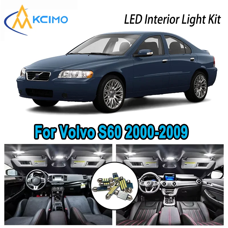 For Volvo	S60 2000-2009 2001 2002 2003 2004 Premium Bright LED Interior Dome Map Trunk Light Kit Car Led Lamps Canbus No Error