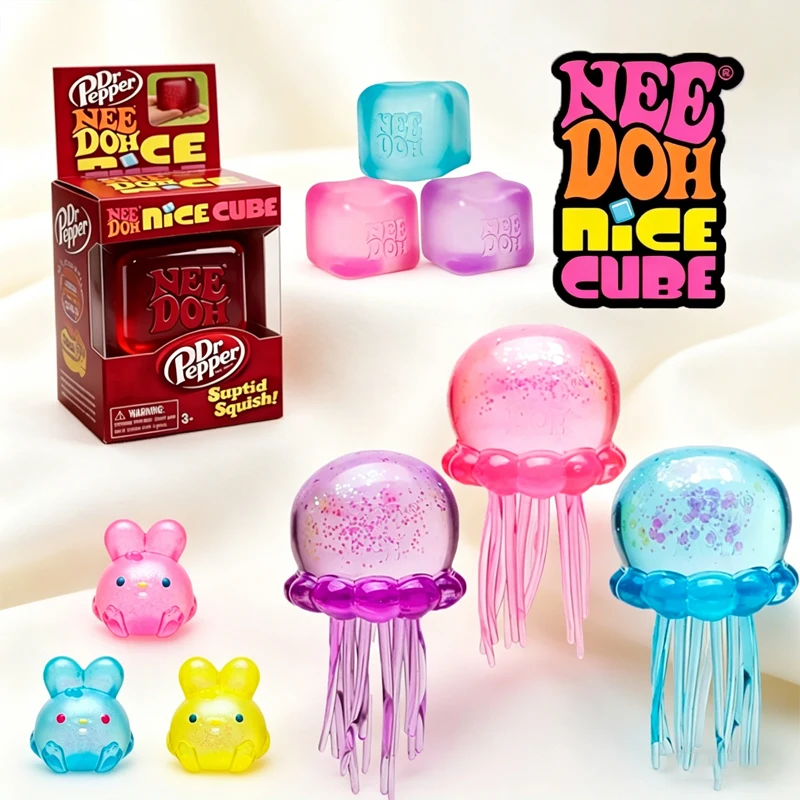 2026 Needoh Cube Jellyfish Squishy  Random Color Soft Stress Relief Toy Cute Relaxing Squeeze Sensory model Toy