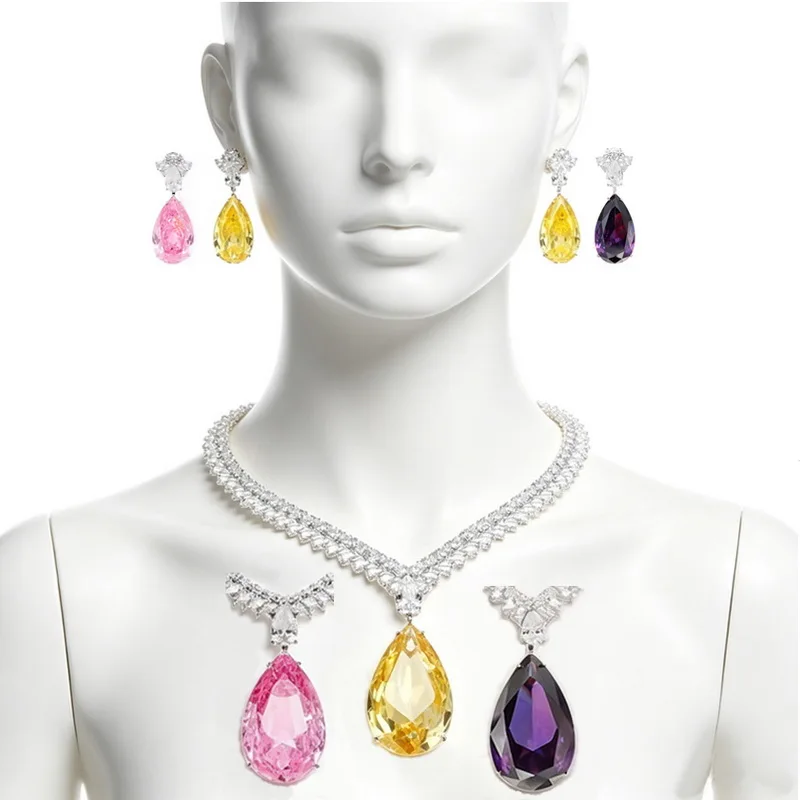 ensemble-de-bijoux-de-mariage-de-luxe-en-argent-avec-collier-et-boucles-d'oreilles-en-zircon-cubique-taille-poire-rose-jaune-et-violet