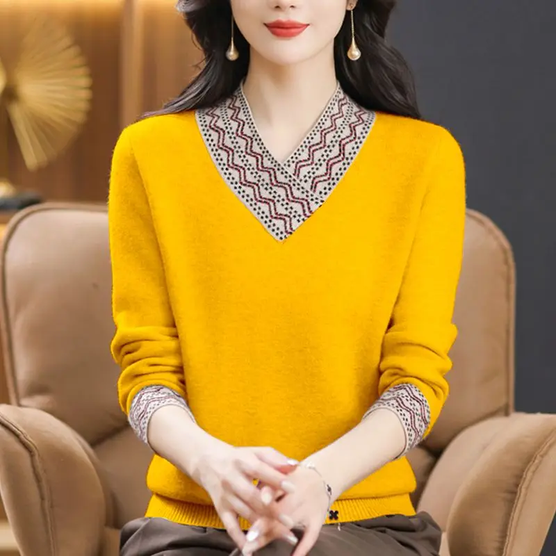 Autumn Winter Loose Semi High Neck Top Women\'s Fashionable Versatile Top Feminine Temperament Base, Long Sleeved Sweater Trend