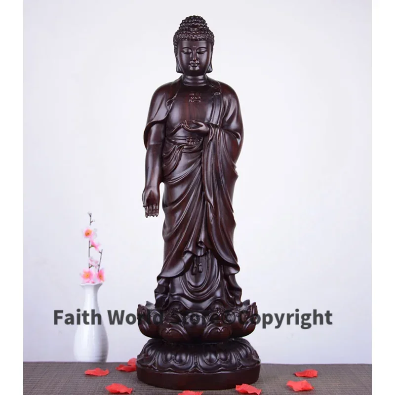 50cm Large high-quality HOME family living Room Shrine Sakyamuni RULAI Tathagata BUDDHA bless Ebony Wood HAND carving art statue