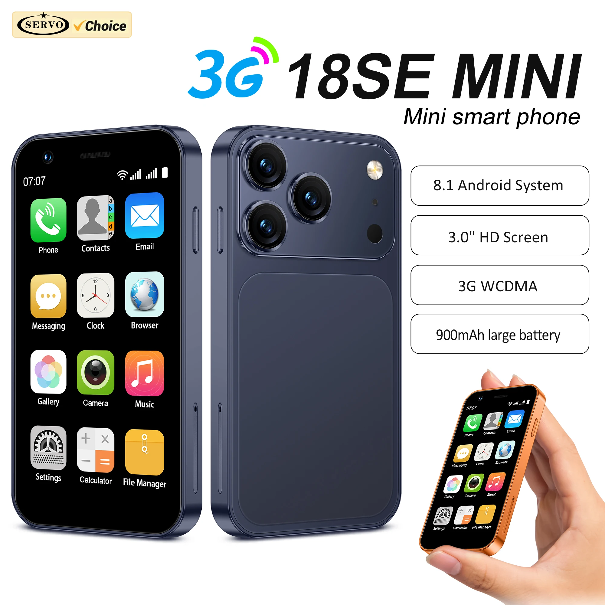 SERVO 18SE MINI 3G Pocket Smartphone Android System Google Play 16GB ROM 2MP Camera WiFi Super Small Smart Phones 2 SIM Standby