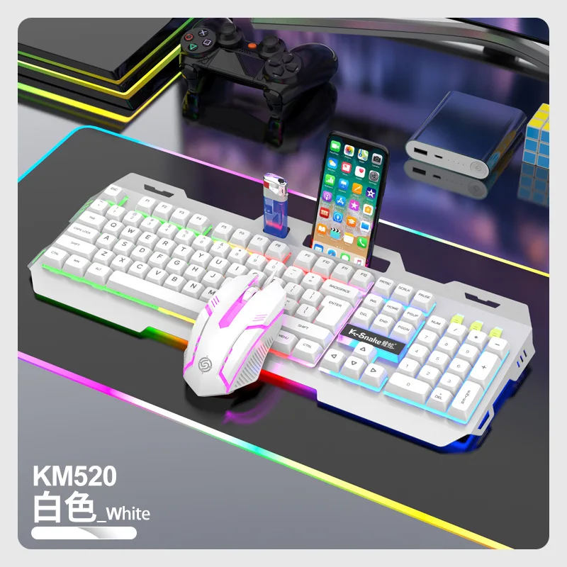 KM520 Ergonomic Wired Mechanical Tactile Keyboard USB Type Gaming Keyboard With Backlight For Compute And Tablet