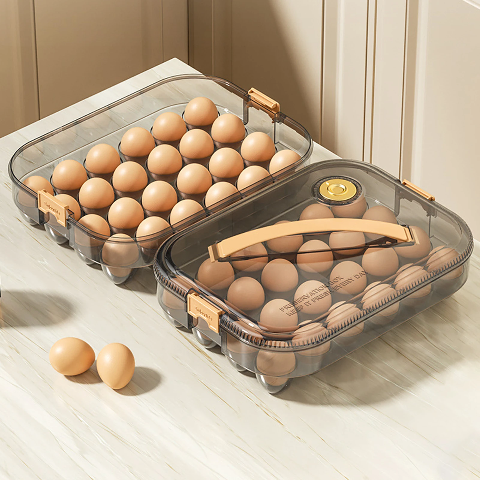 Egg Storage Box Thickened Plastic Refrigerator Freezer Timer Egg Organizer