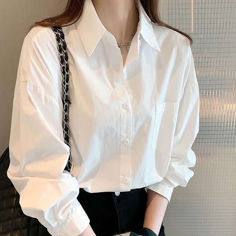 

Long Sleeve Shirts Womens Cotton Oversized Buttoned Tops Lantern Sleeves Polka Dot Pleated Hem Preppy Feminine Retro French