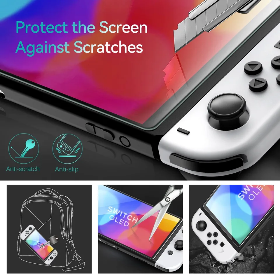Vidrio Templado 9H para Nintendo Switch OLED Switch2 2 Protector de Pantalla, Película de Vidrio Protectora HD Transparente Anti-rayaduras Accesorios 4