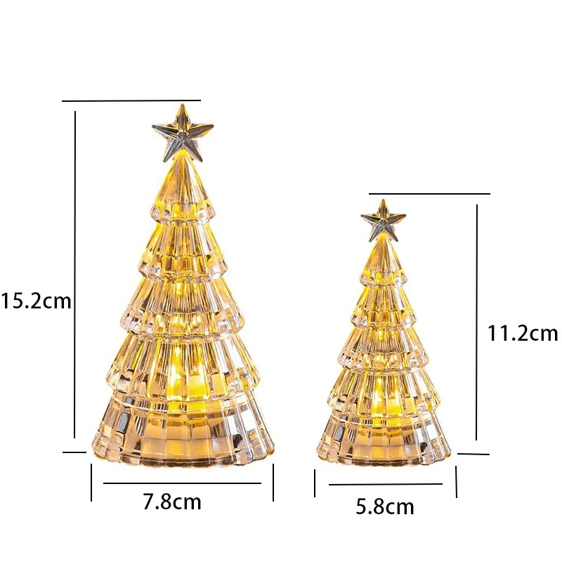 Mini Christmas Decorations Luminous Crystal Christmas Tree Desktop Ornament Creative Children's Christmas Gift Lights DIY Decor