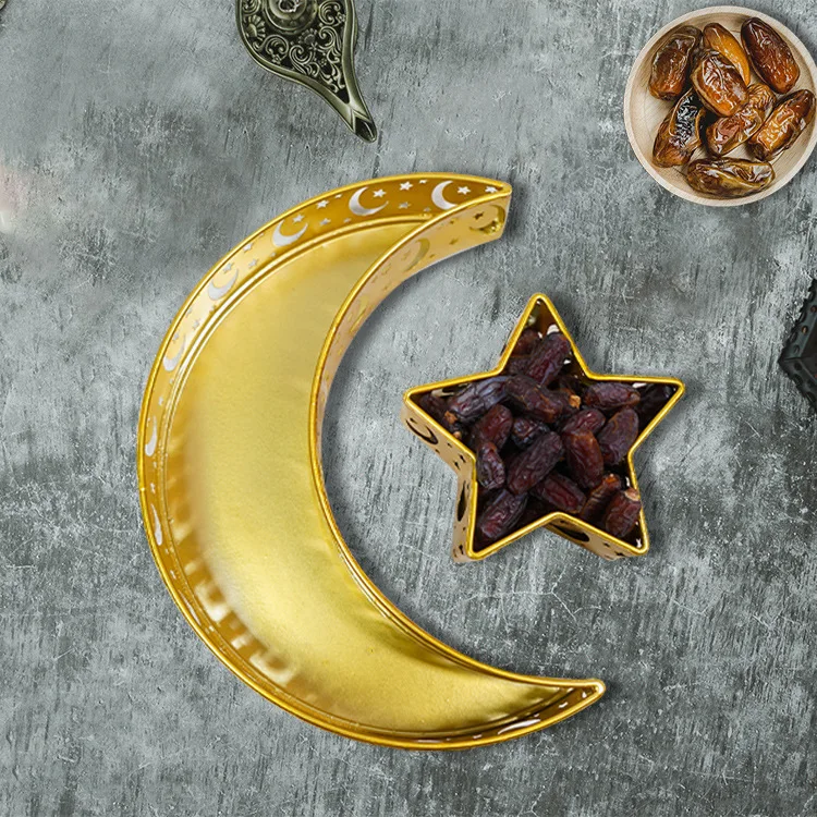 

Crescent Moon Srar Eid Ramadan Party Display Tray Food Serving Platters and Trays Tableware Dessert Pastry Holder Decor Ornament