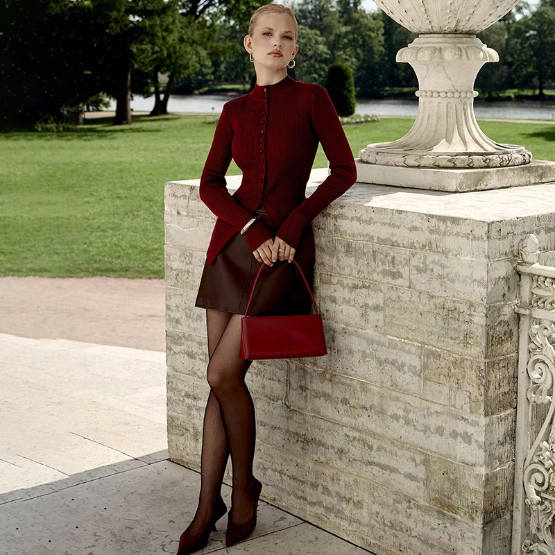 Tornova Slim Long Sleeve Sweater Cardigan Female Single Breasted Rib Knitwear 2025 Solid Autumn Winter Sweater Ins Hot Knit Top