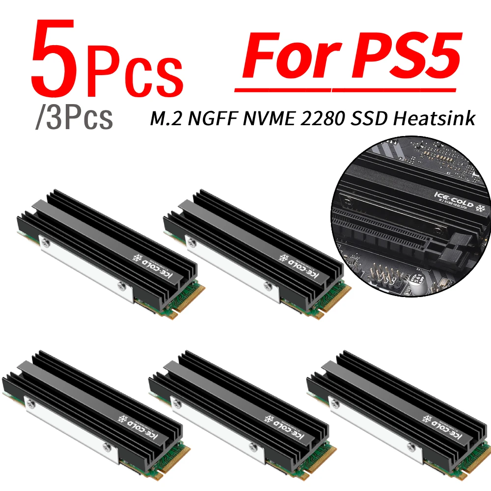 Радиатор твердотельного накопителя M.2 NGFF NVME 2280, радиатор SSD с силиконовой термопрокладкой, охлаждающий кулер, радиатор для PS5