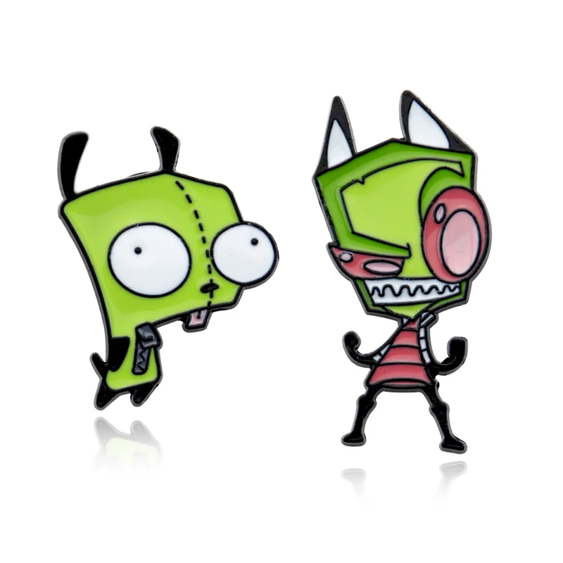 Anime Invader Zim Enamel Pin Alien Invasion Brooch Lapel Shirt Backpack Badge Cartoon Funny Jewelry Kids Gift