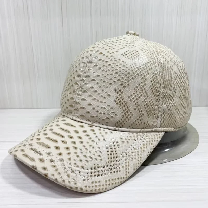 

Spring Genuine Sheepskin Leather 56-60CM Black Baseball Caps For Man Casual Street Gf Gorras Dad Hat