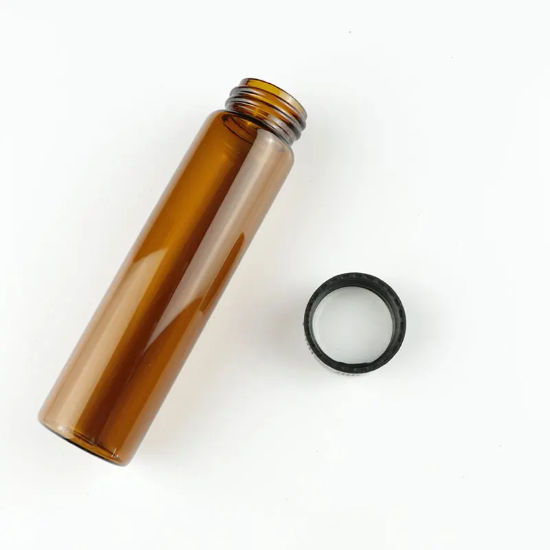 5pc/lot 3ml 5ml 10ml 15ml 20ml 30ml 40ml 50ml (Clear/ brown) Glass Seal Bottle Reagent Sample Vials With Plastic Lid Screw Cap