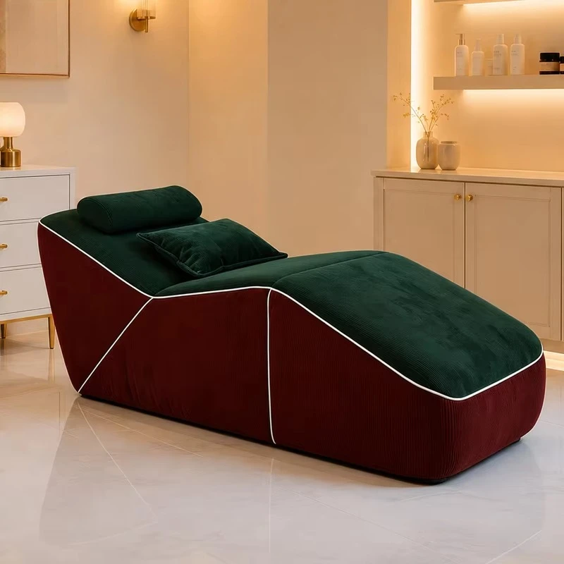 Corduroy Foldable Eyelash Extension Bed Ergonomically Curved Design for Spa Treatments and Facial Beauty Services