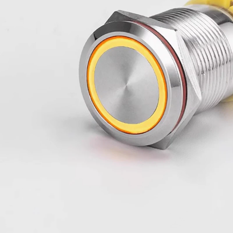 19mm 12V Momentary Silver Waterproof stainless steel LED Power Push Button Metal ON/OFF Switch For Car Boat Motor