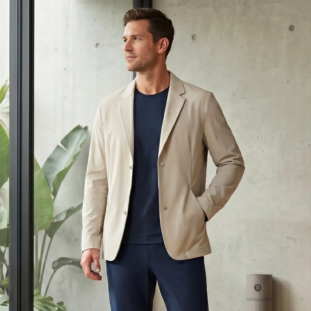 Men's Tech Stretch Casual Blazer Activewear Lightweight Softly Textured Sports Suit Jacket Wrinkle Resistant Travel Outerwear