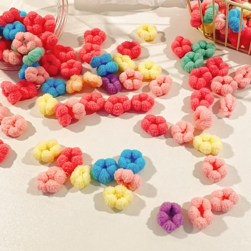 50/100pcs ผมสําหรับเด็กที่มีสีสันขนาดเล็ก Scrunchie ยางยืดหยุ่นผู้ถือหางม้าผมวงผมหญิงอุปกรณ์เสริมผม