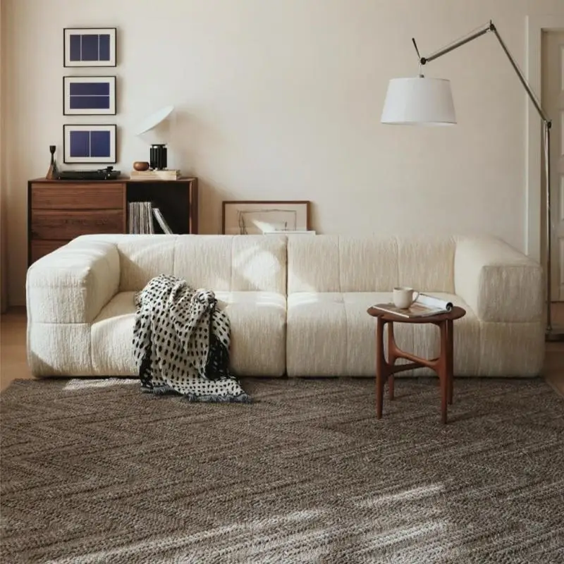 Nordic modern simplicity, snowflake velvet living room, straight row fabric sofa, French cream wabi sabi, retro style