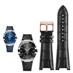 Genuine Leather Watchband For Omega Constellation 131.33 Series Strap 131.13 Blue Notch 24x13mm 25x14mm Business Watch Bracelet