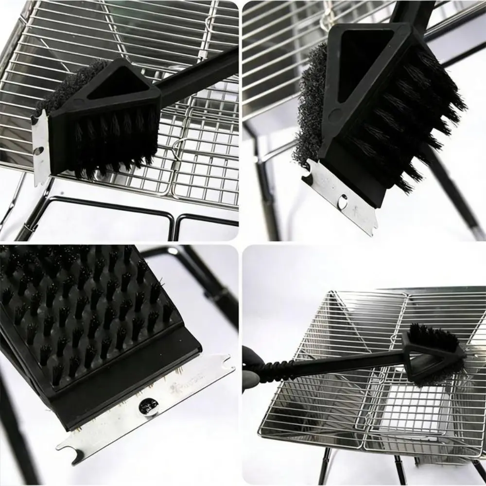 Long Handle BBQ Cleaning Brush Copper Wire Bristles Sponge Brush Grill Brush Sturdy Material Shovel Head Cleaning Brush