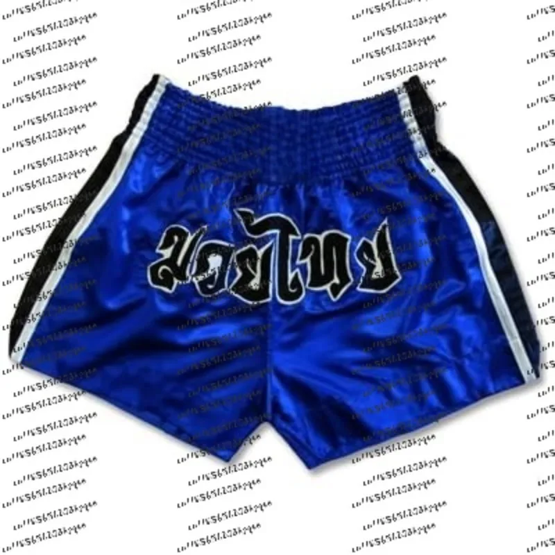 

Boxing Shorts Blue Satin Boxing Trunks Martial Arts Fight Training Sportswear Breathable Kickboxing Gym Fitness Workout Costume