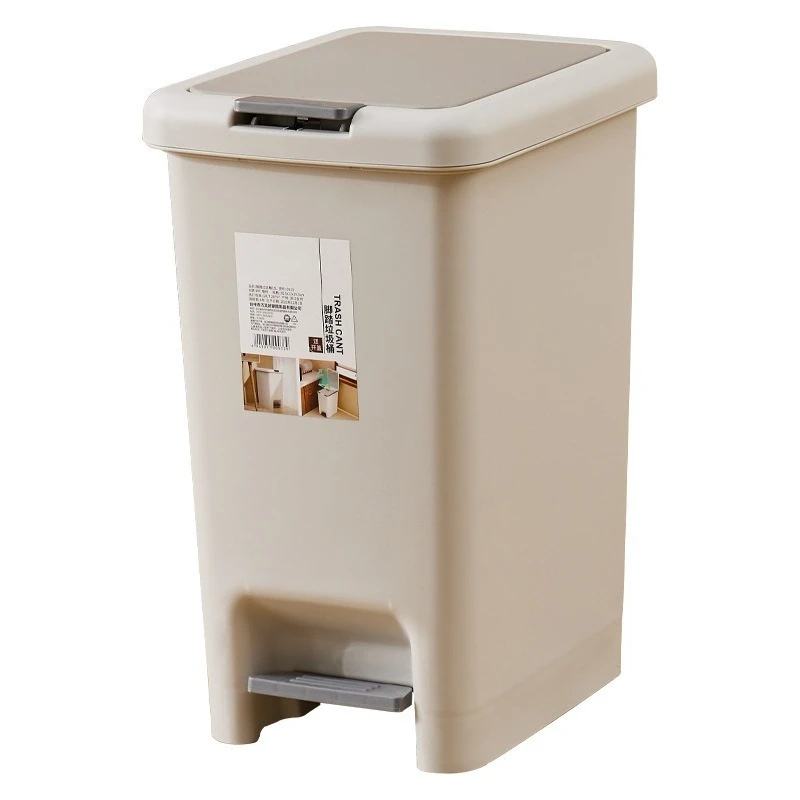 Step-On & Press-Type Trash Can, Sealed Plastic Garbage Bin with Lid, Multi-Use Waste Container for Home, Bathroom, Kitchen