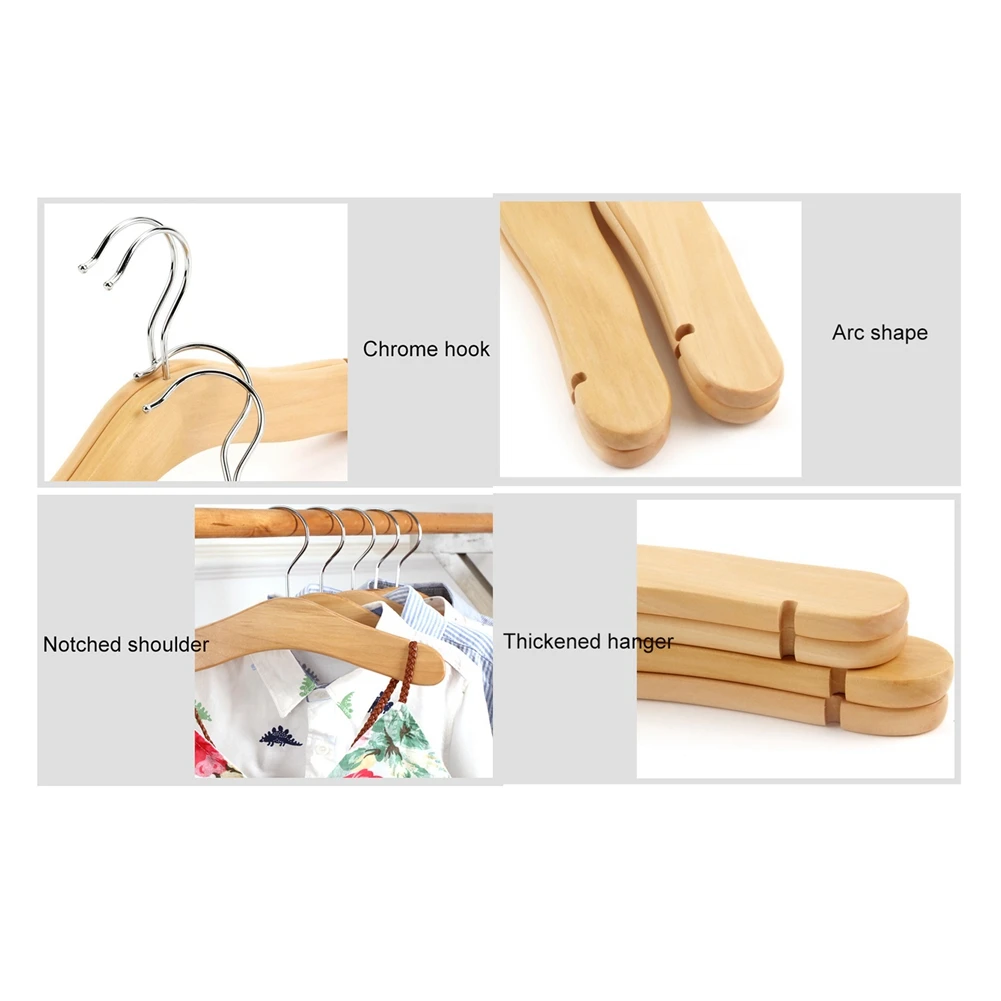 A69ewooden Baby Hangers,Kids Hangers,Notched Shoulder Design For Children Clothes,Decoration Hanger,20 Pack,Small