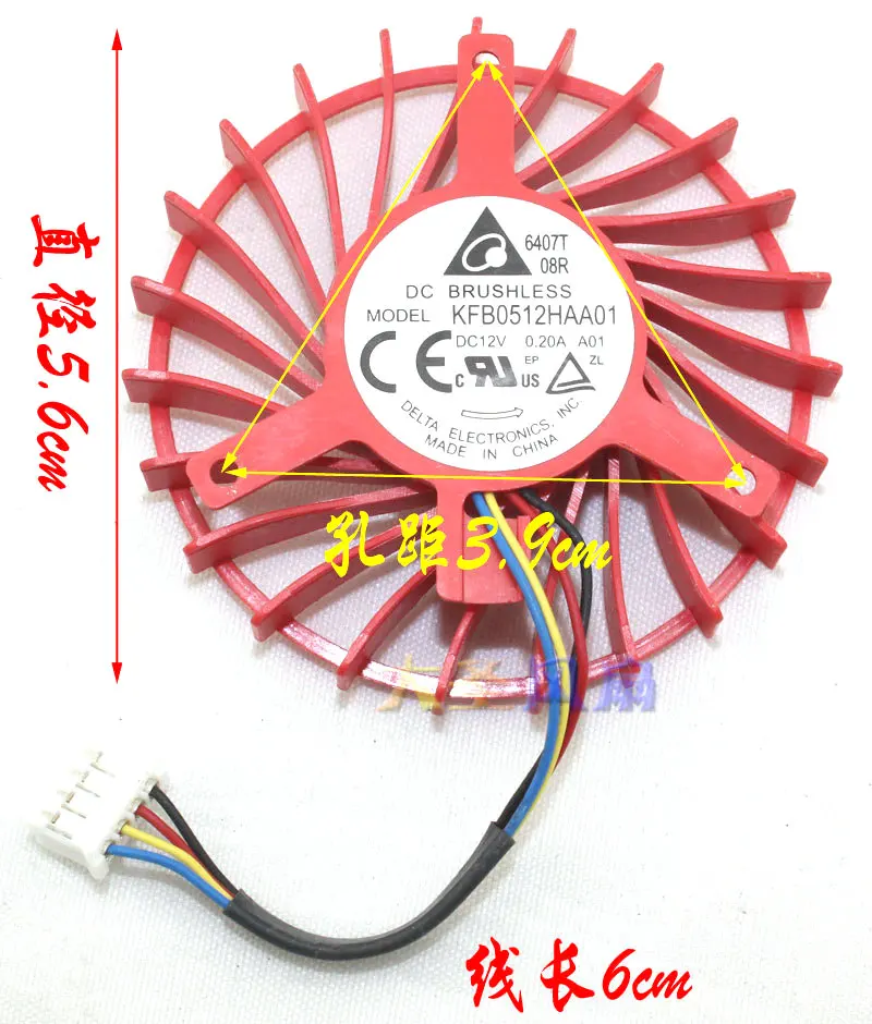 Original para FirePro W7100 KFB0512HAA01 DC12V 0.20A diámetro 56MM paso 39MM ventilador de refrigeración de tarjeta de vídeo gráfica