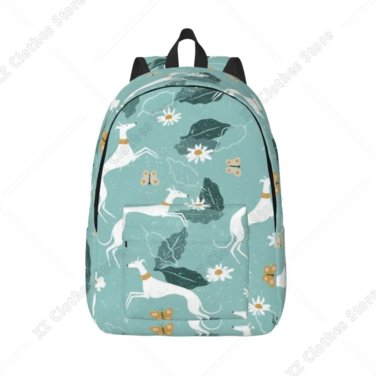 Greyhound And Butterfly Backpack Elementary High College School Student Dog Lover Book Bags Men Women Canvas Daypack Outdoor