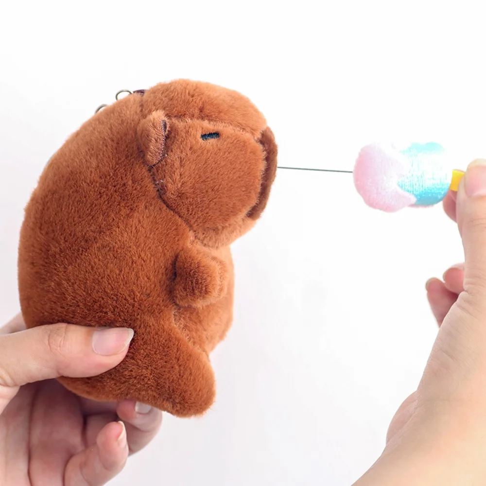 Stuffed Animals Plush Capybara Keychain 12cm Snot-Pulling Simulation Capybara Pendant Cartoon Cute School Bag Pendant